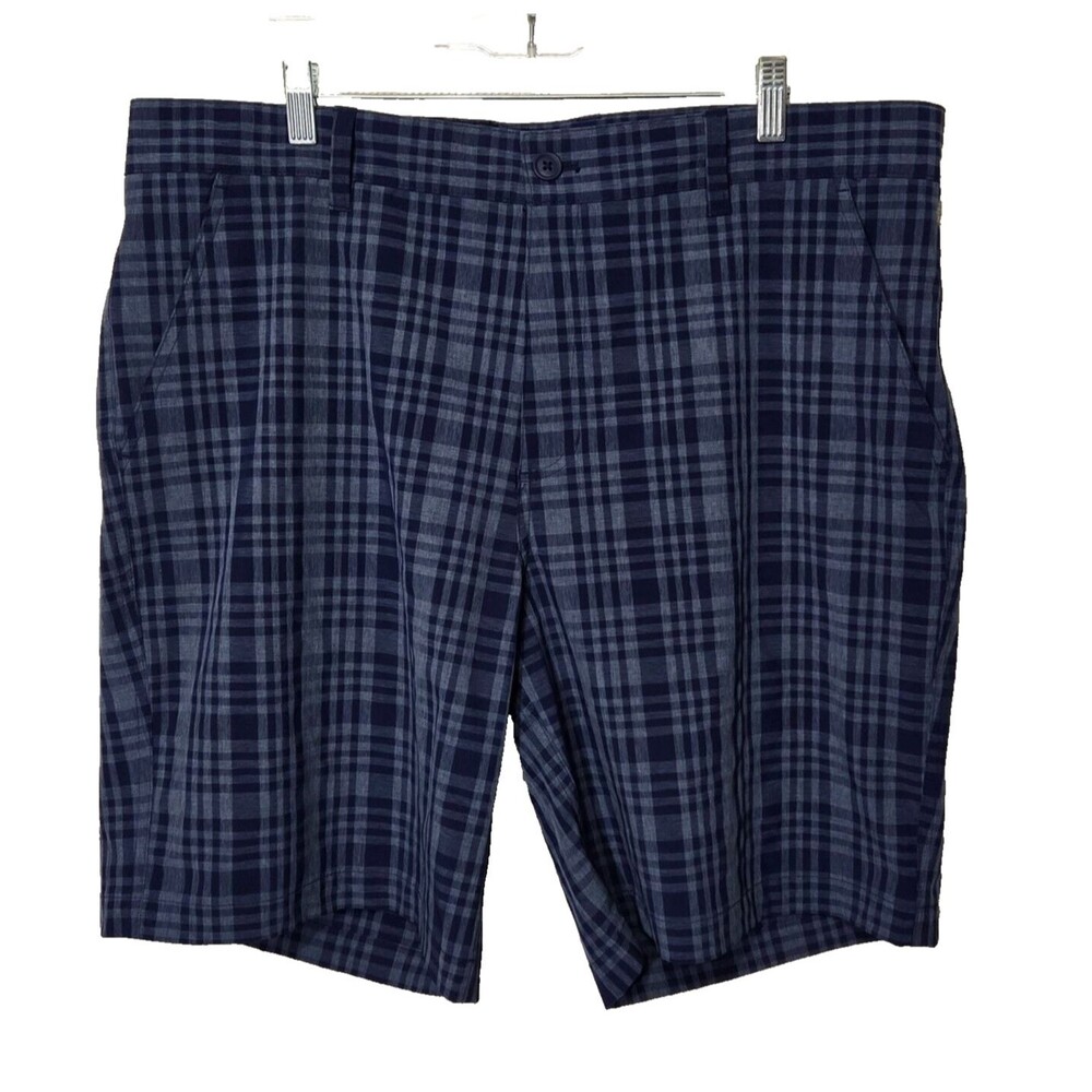 Rorie Whelan Golf Shorts Mens 40 Performance 9" Quick Dry Stretch Blue Plaid